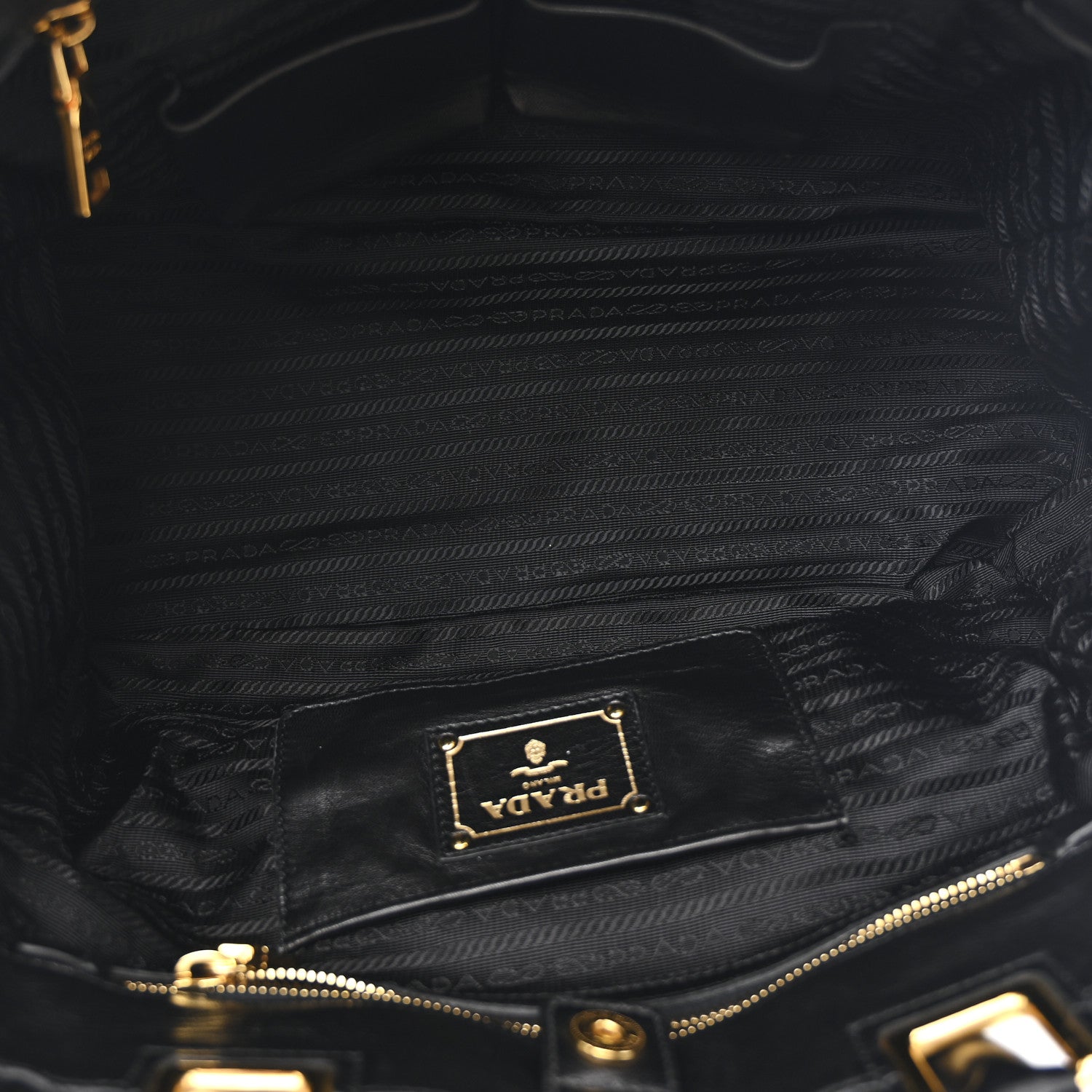 Prada Nappa Gaufre Top Handle Satchel Black 5 of 11