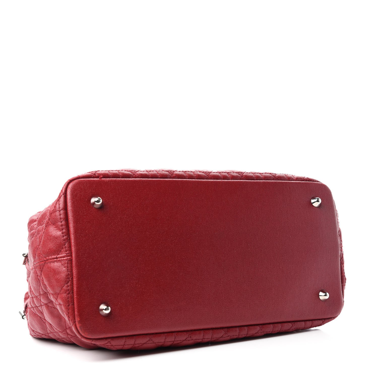 Christian Dior Coated Canvas Cannage Medium Panarea Tote Red 4 of 13