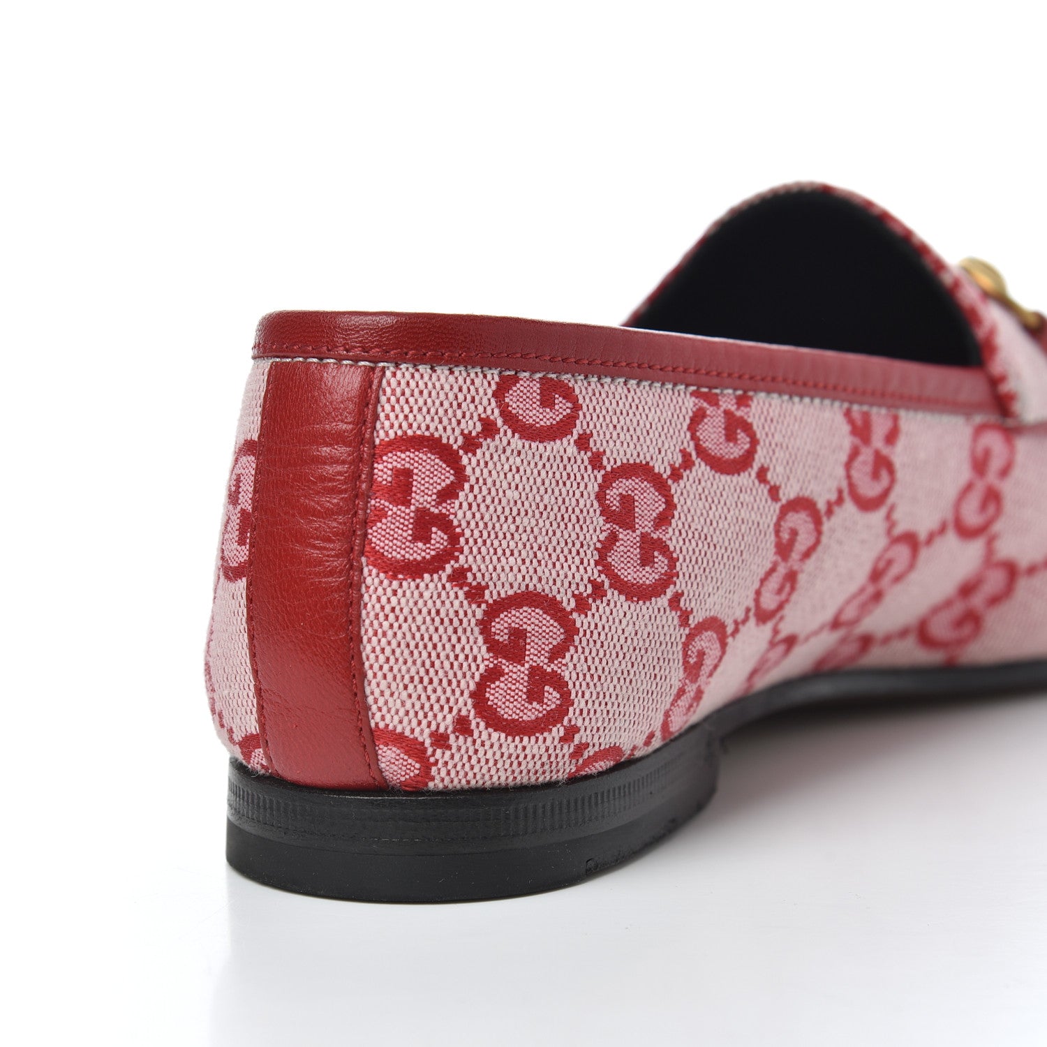 Gucci Canvas GG Monogram Horsebit Womens Jordaan Loafers 36.5 Gardenia Hibiscus Red 15 of 15