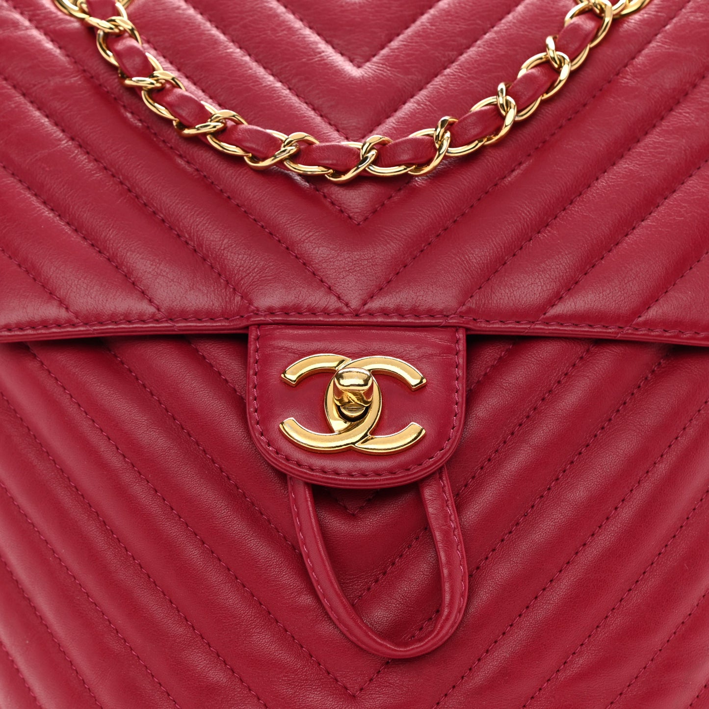 Calfskin Chevron Quilted Small Urban Spirit Backpack Dark Pink