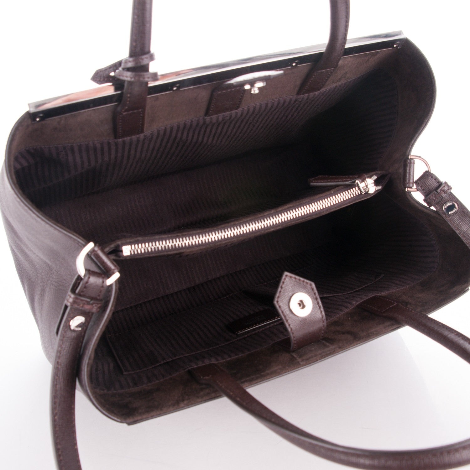 Fendi Vitello Elite Regular 2Jours Tote Caffe Noir 5 of 7