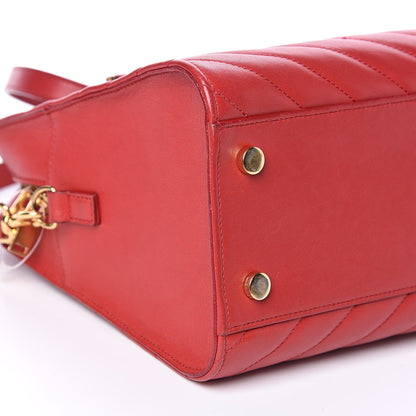 Saint Laurent Calfskin Matelasse Chevron Small Monogram Cabas Lipstick Red 7 of 13