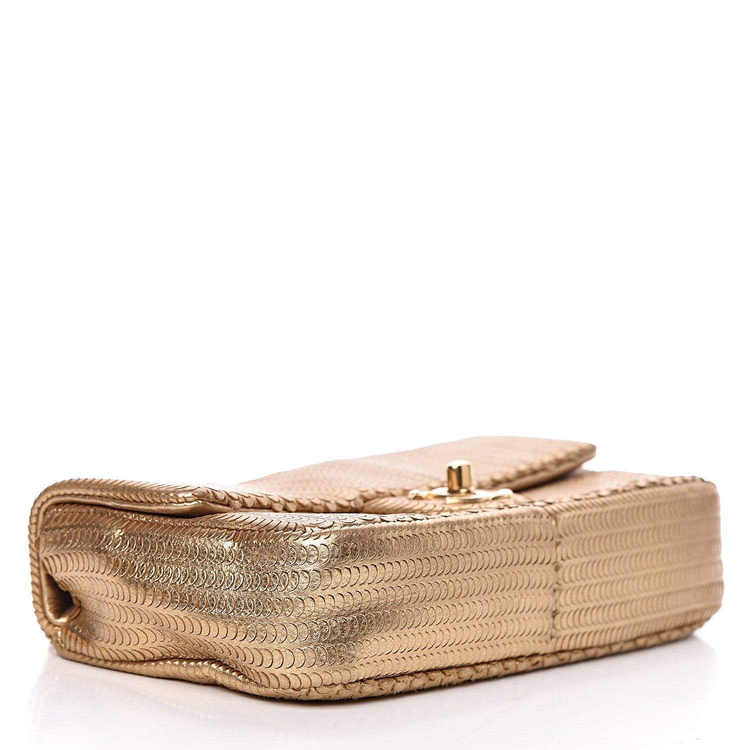 Chanel Metallic Lambskin Laser Cut Small Single Flap Gold 4 of 10