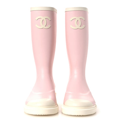Chanel Caoutchouk CC High Boots 36 Light Pink White 2 of 11