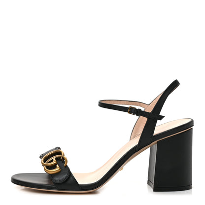 Gucci Lifford Calfskin GG Marmont Ankle Wrap 75mm Sandals 39 Black 1 of 8
