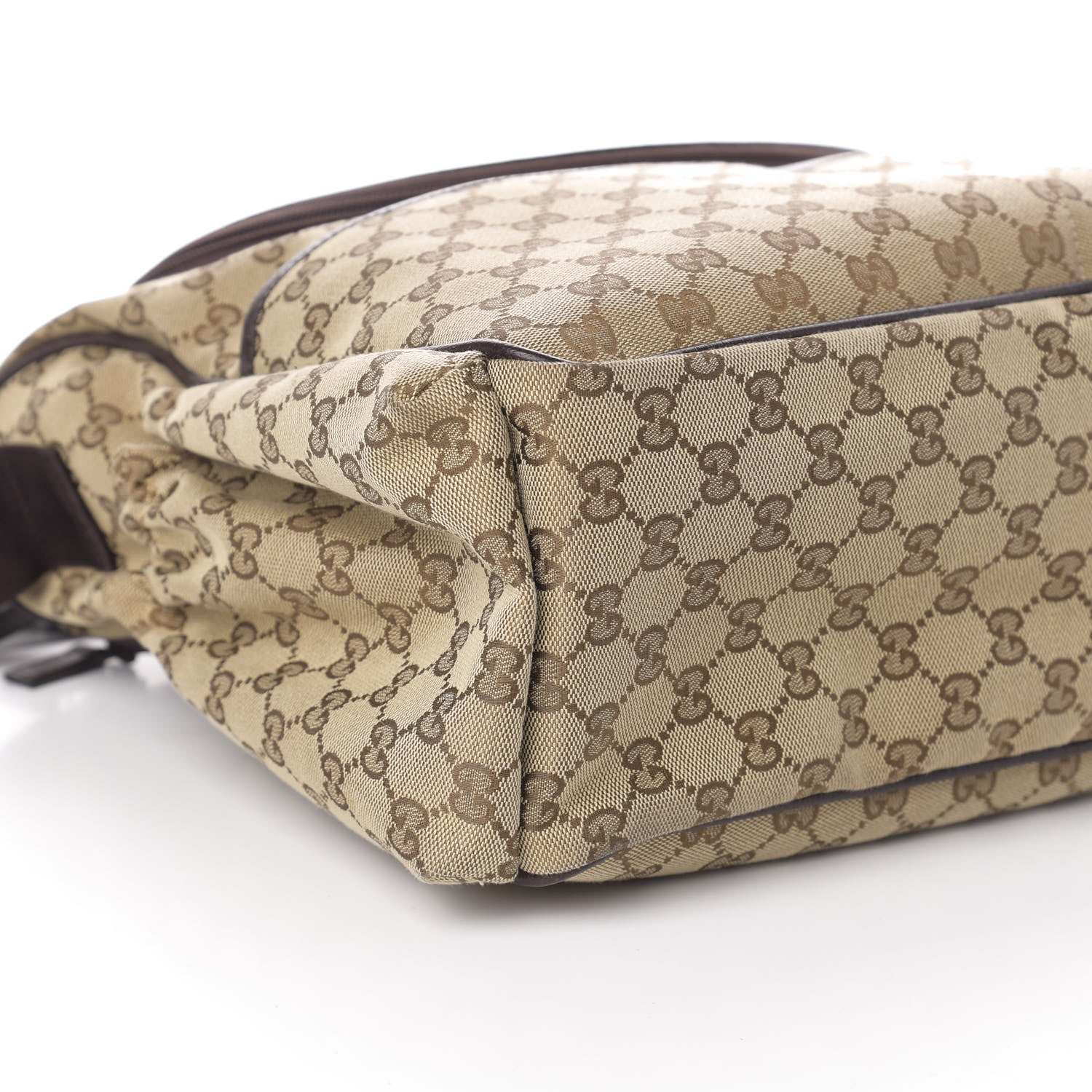 Gucci Monogram Natural Pigskin Large Diaper Bag Beige Ebony Cocoa Dark Chocolate 9 of 10