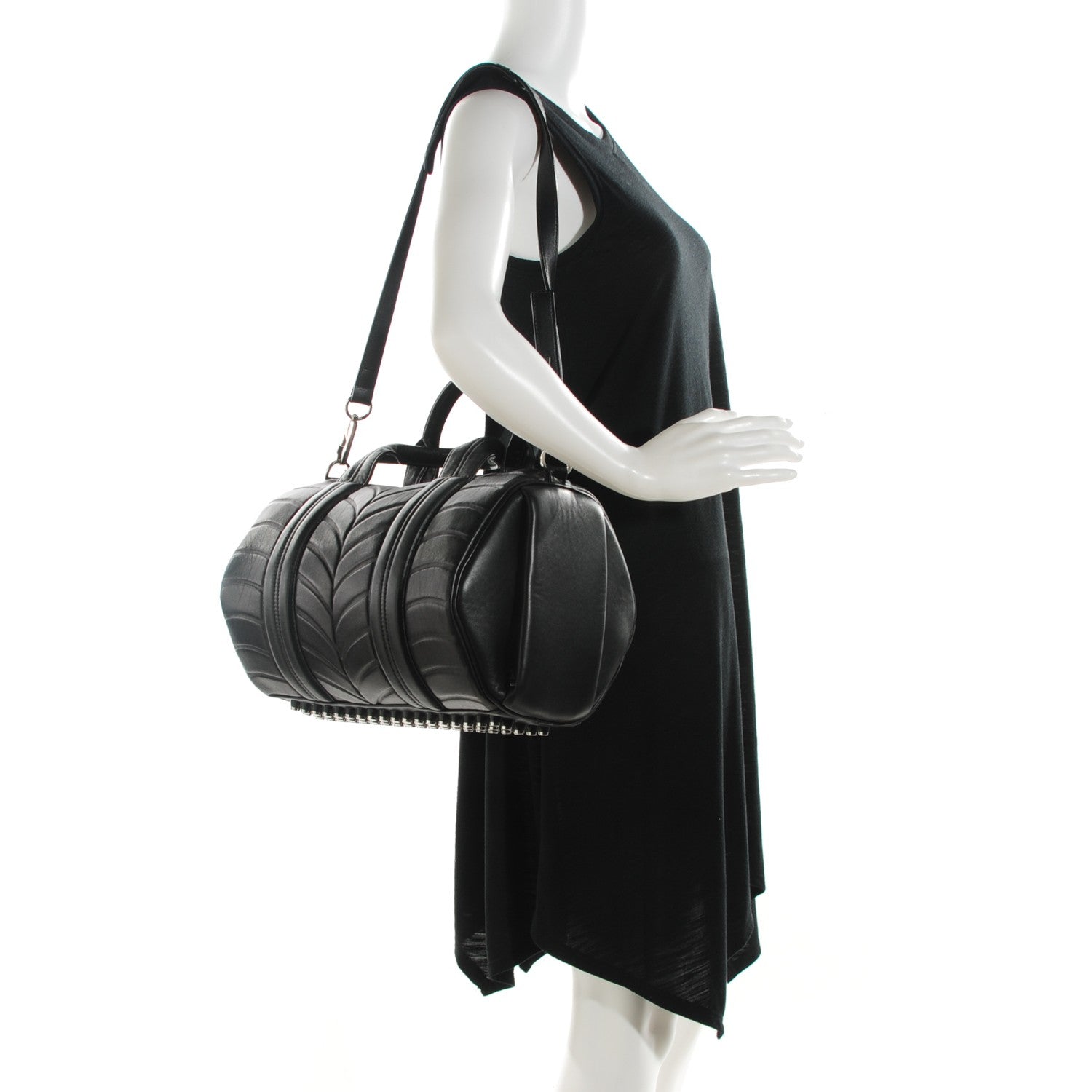 Alexander McQueen ALEXANDER WANG Neoprene Injected Lambskin Rocco Black Rhodium Hardware 2 of 8