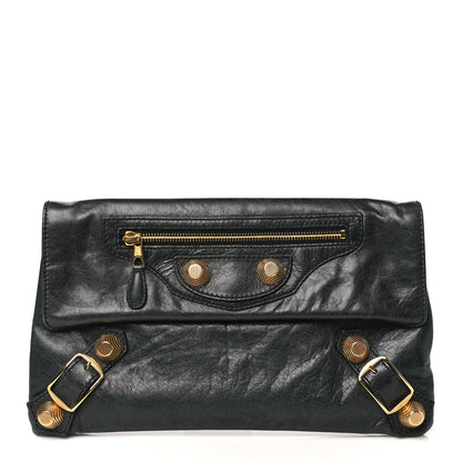 Balenciaga Agneau Giant 21 Gold Hardware Envelope Clutch  Anthracite 1 of 10