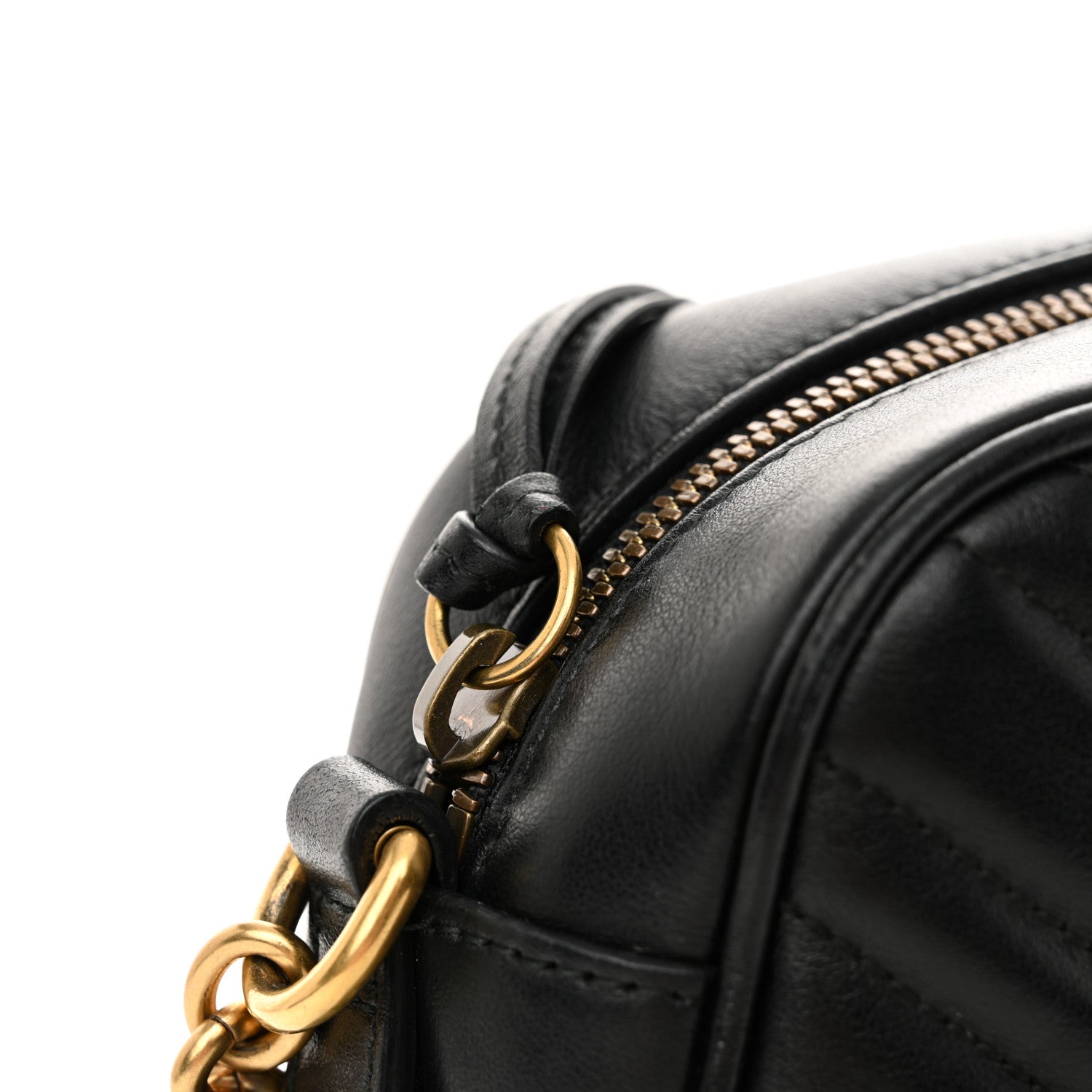 Gucci Calfskin Matelasse Small GG Marmont Chain Shoulder Bag Black 11 of 12
