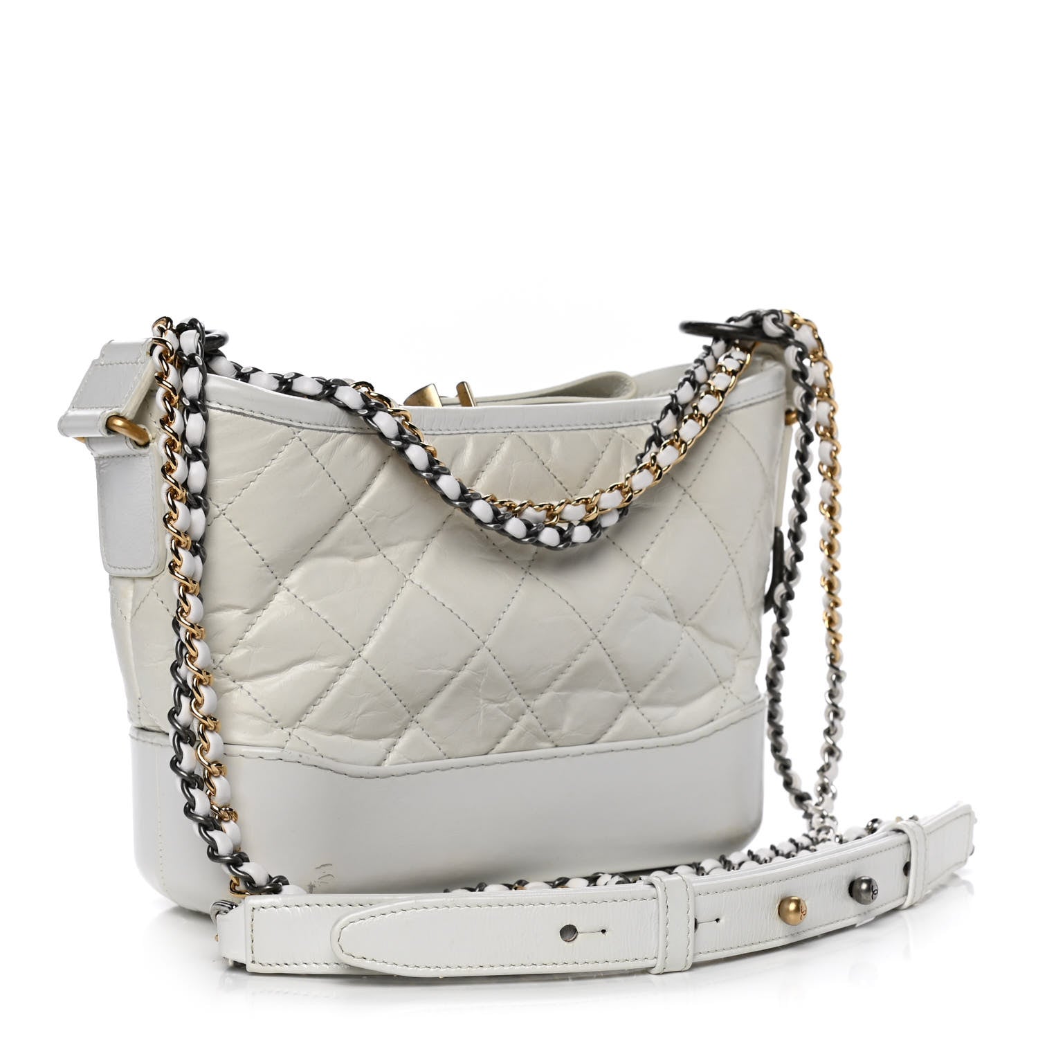 Chanel Aged Calfskin Quilted Small Gabrielle Hobo White 2 of 9