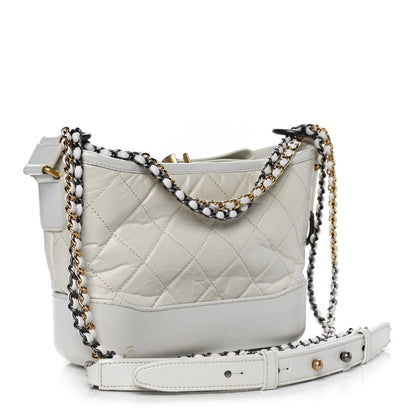 Chanel Aged Calfskin Quilted Small Gabrielle Hobo White 2 of 9