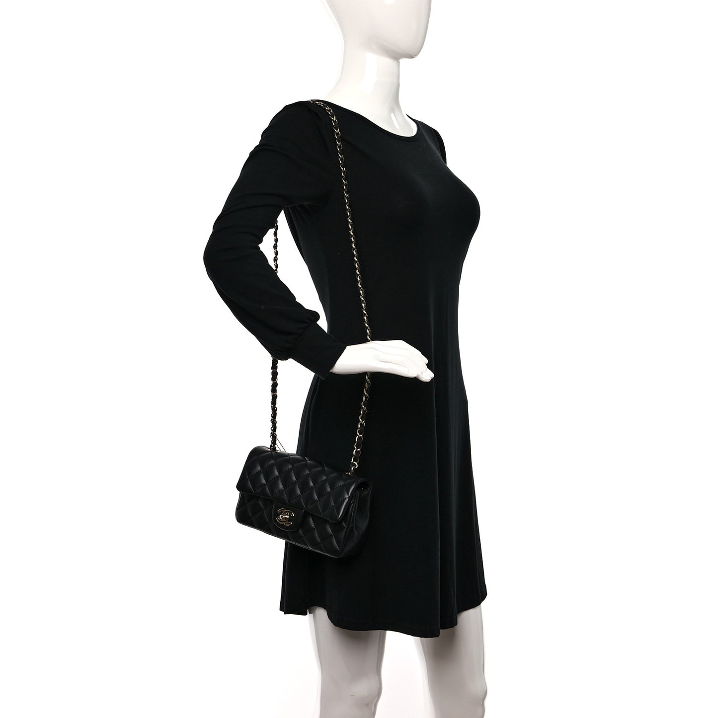 Lambskin Quilted Mini Rectangular Flap Black