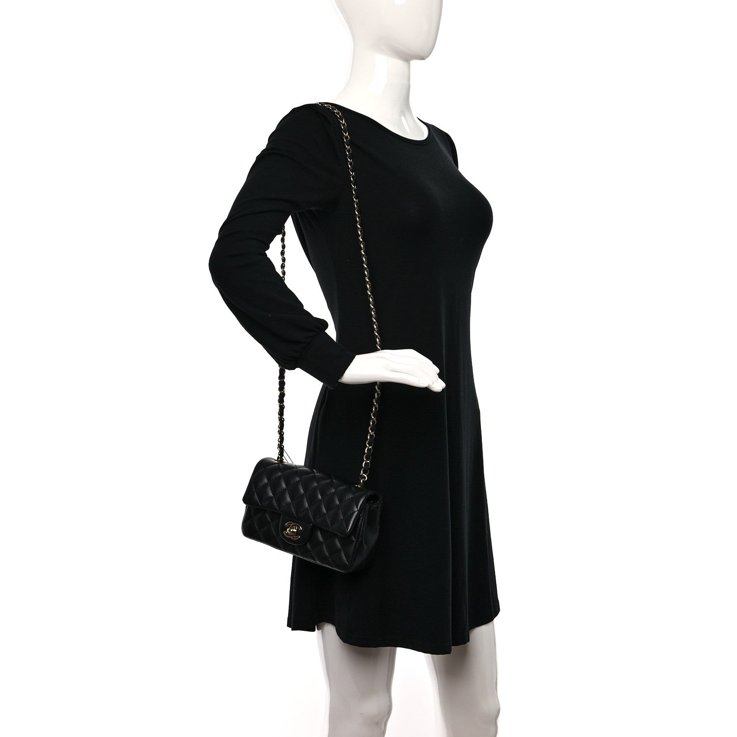 Chanel Lambskin Quilted Mini Rectangular Flap Black 3 of 9