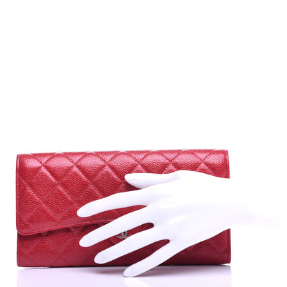 Chanel Caviar Quilted Travel Wallet Red 2 of 8