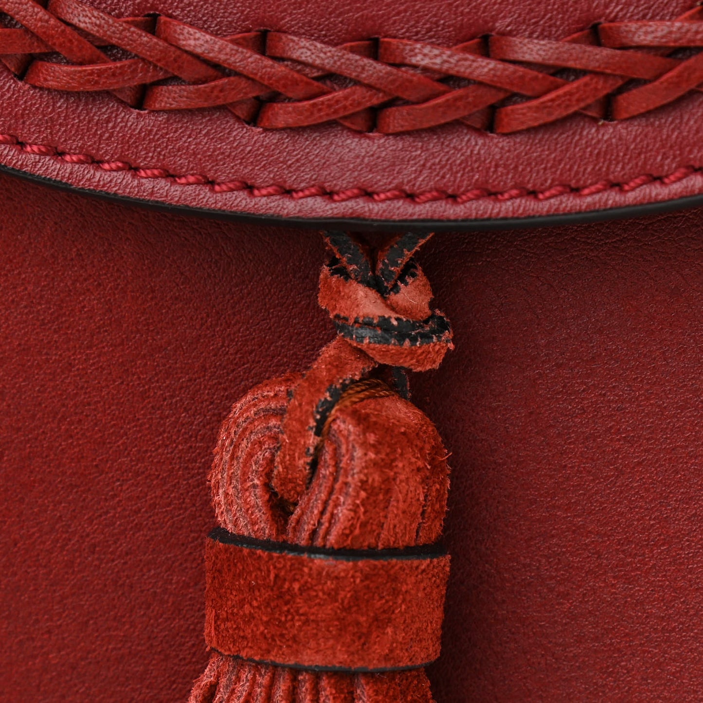 Calfskin Braided Mini Hudson Shoulder Bag Sienna Red