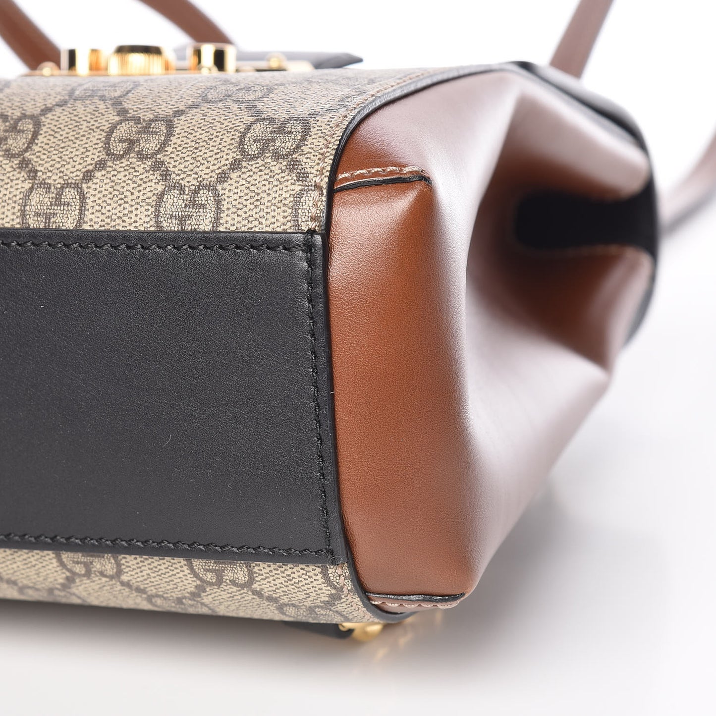 GG Supreme Monogram Calfskin Padlock Backpack Beige Cuir Black