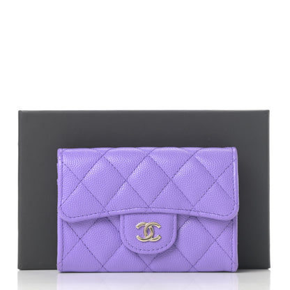 Chanel Caviar Quilted Flap Card Holder Wallet Purple 9 of 9