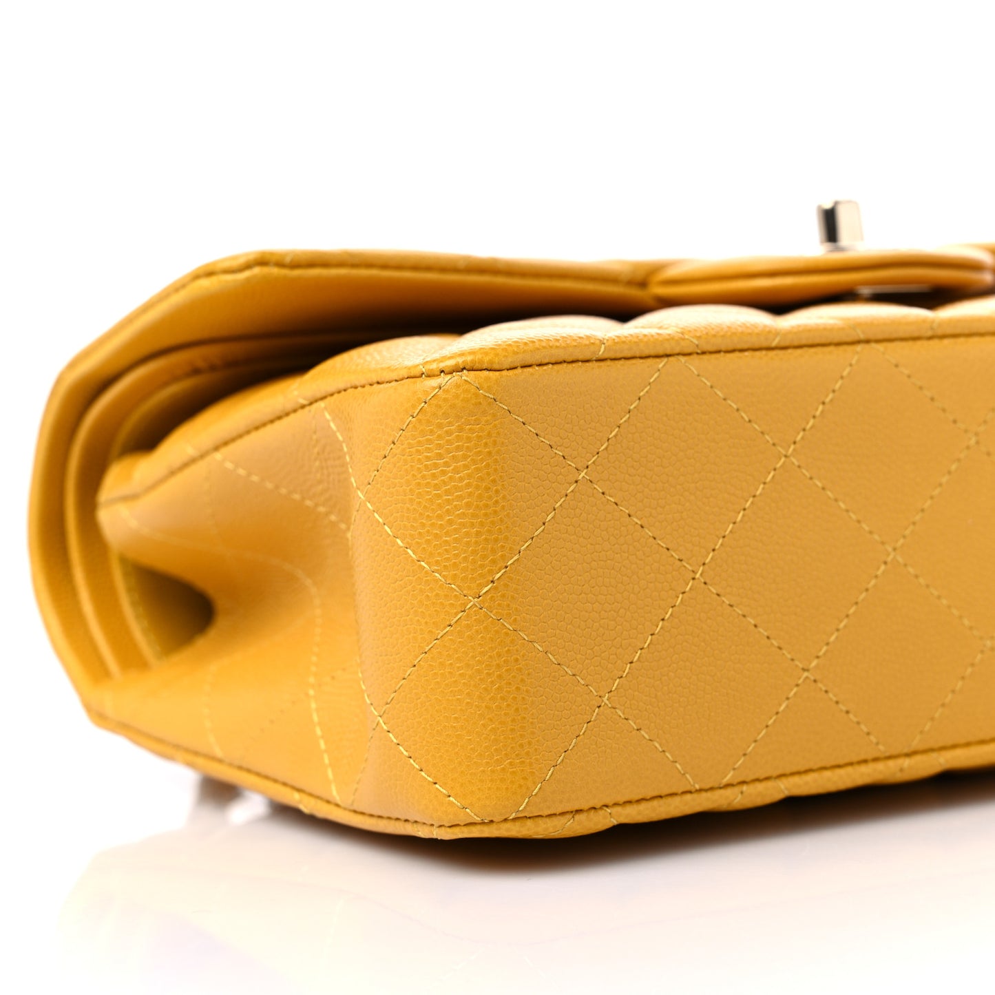 Caviar Quilted Small Double Flap Yellow