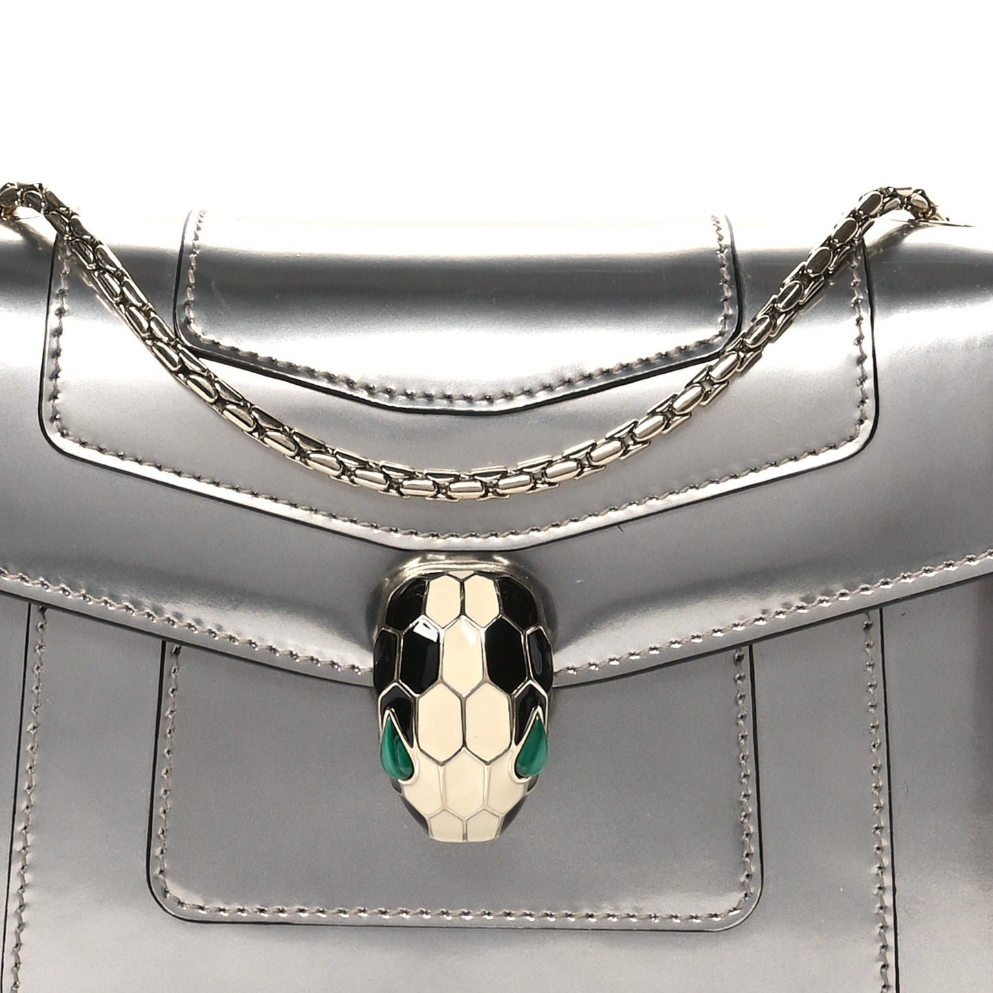 Metallic Calfskin Serpenti Forever Crossbody Bag Silver