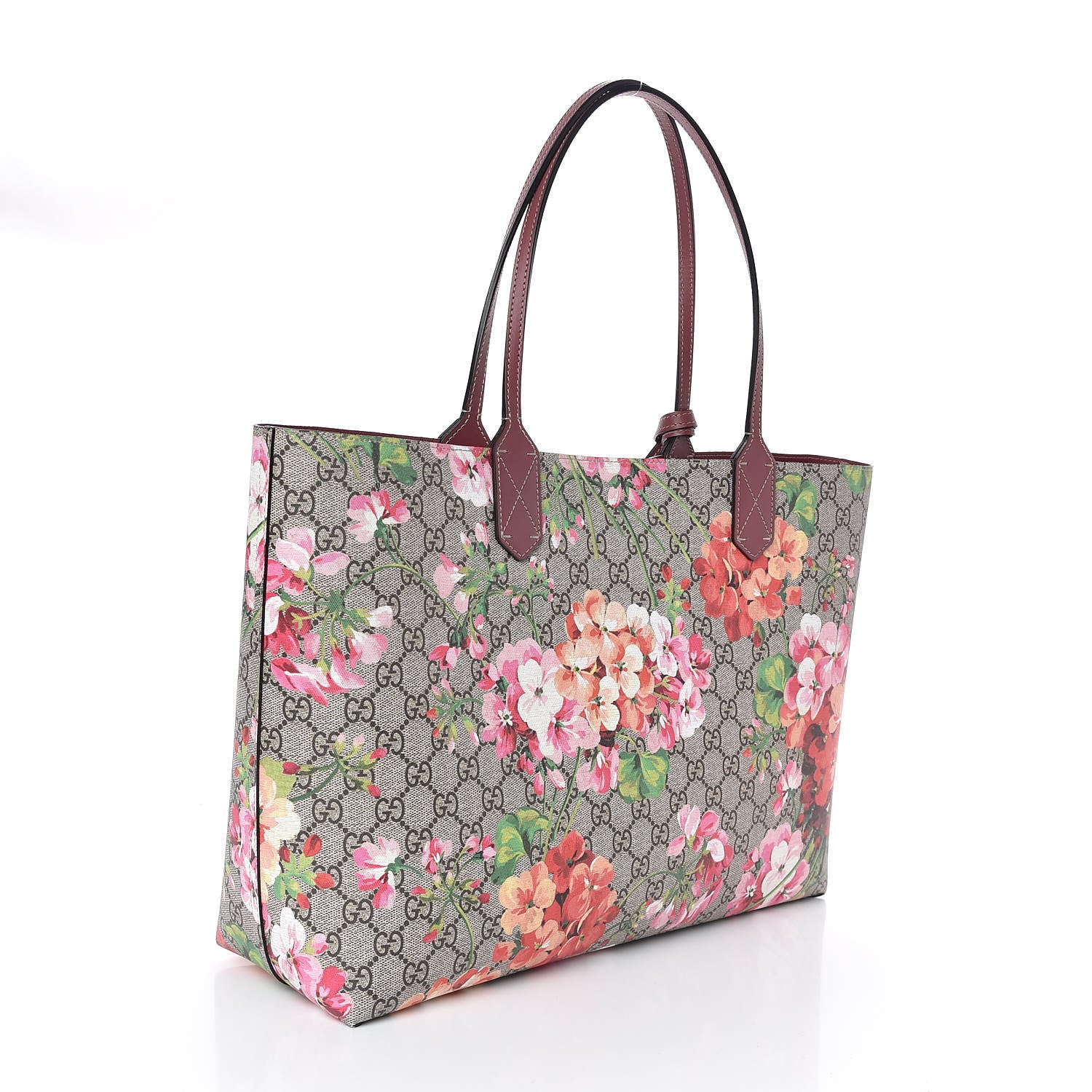 Gucci GG Supreme Monogram Blooms Medium Reversible Tote Beige Multicolor Dry Rose 4 of 14