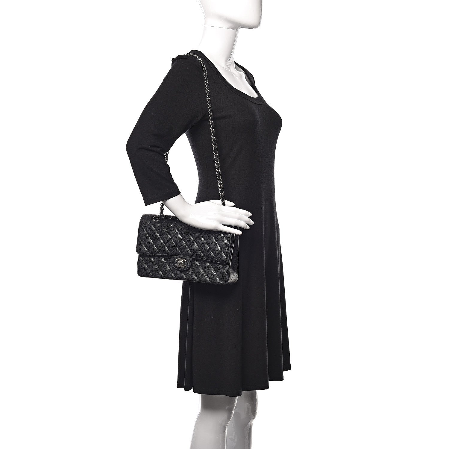 Chanel Caviar Quilted Medium Double Flap Black 2 of 10