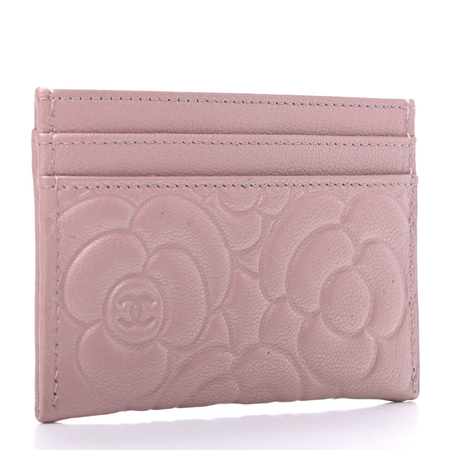 Chanel Goatskin Camellia Embossed Card Holder Light Pink 3 of 7