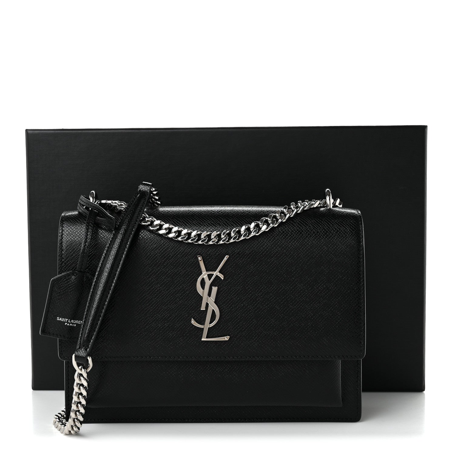 Saint Laurent Coated Bark Calfskin Medium Monogram Sunset Black 10 of 10