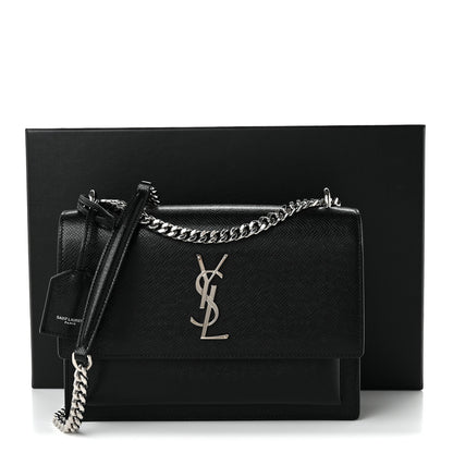 Saint Laurent Coated Bark Calfskin Medium Monogram Sunset Black 10 of 10