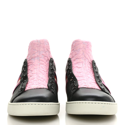 Gucci Calfskin Lace Ayers Sylvie Web Womens New Ace High Top Sneakers 39.5 Black 2 of 8