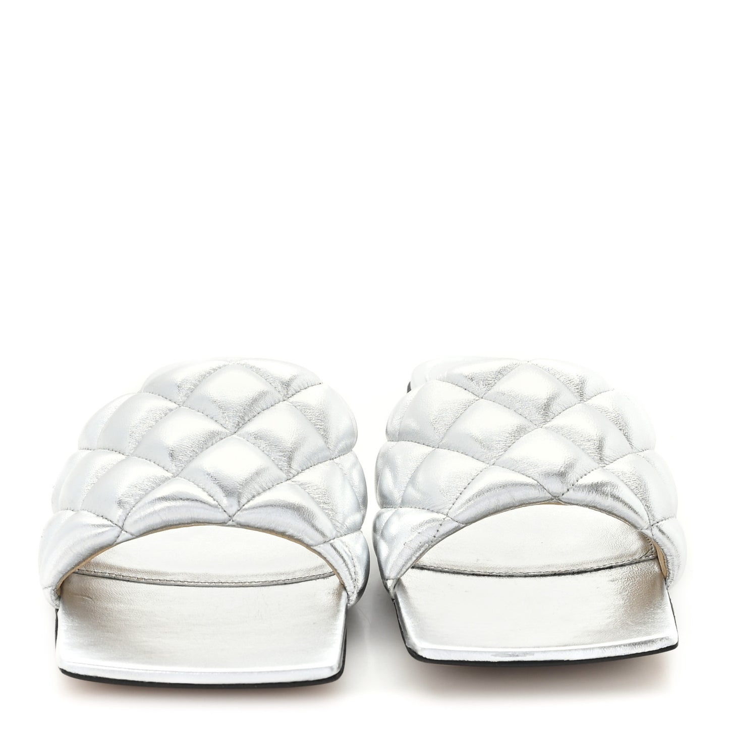 Reflection Matelasse Padded Flat Sandals 36 Silver