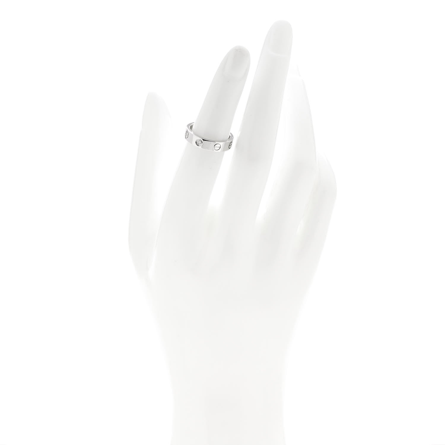 Cartier 18K White Gold Diamond 4mm LOVE Wedding Band Ring 49 4.75 2 of 5