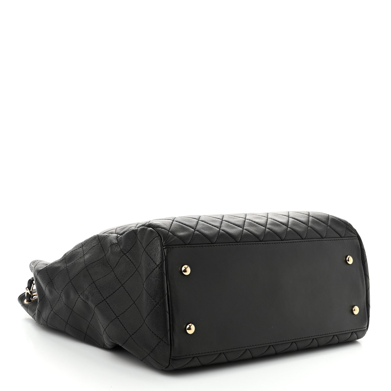 Chanel Lambskin Quilted Large Drawstring Bag Black 4 of 10