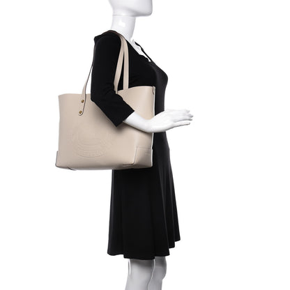 Burberry Calfskin Crest Embossed Small Tote Limestone 2 of 10