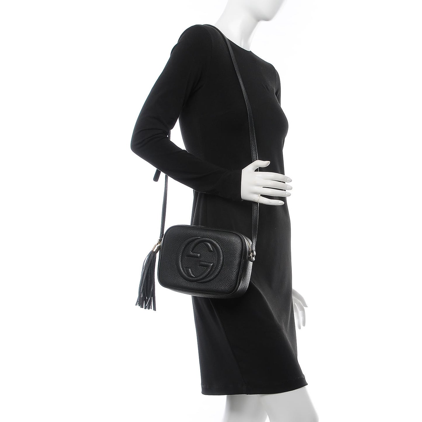 Pebbled Calfskin Small Soho Disco Bag Black