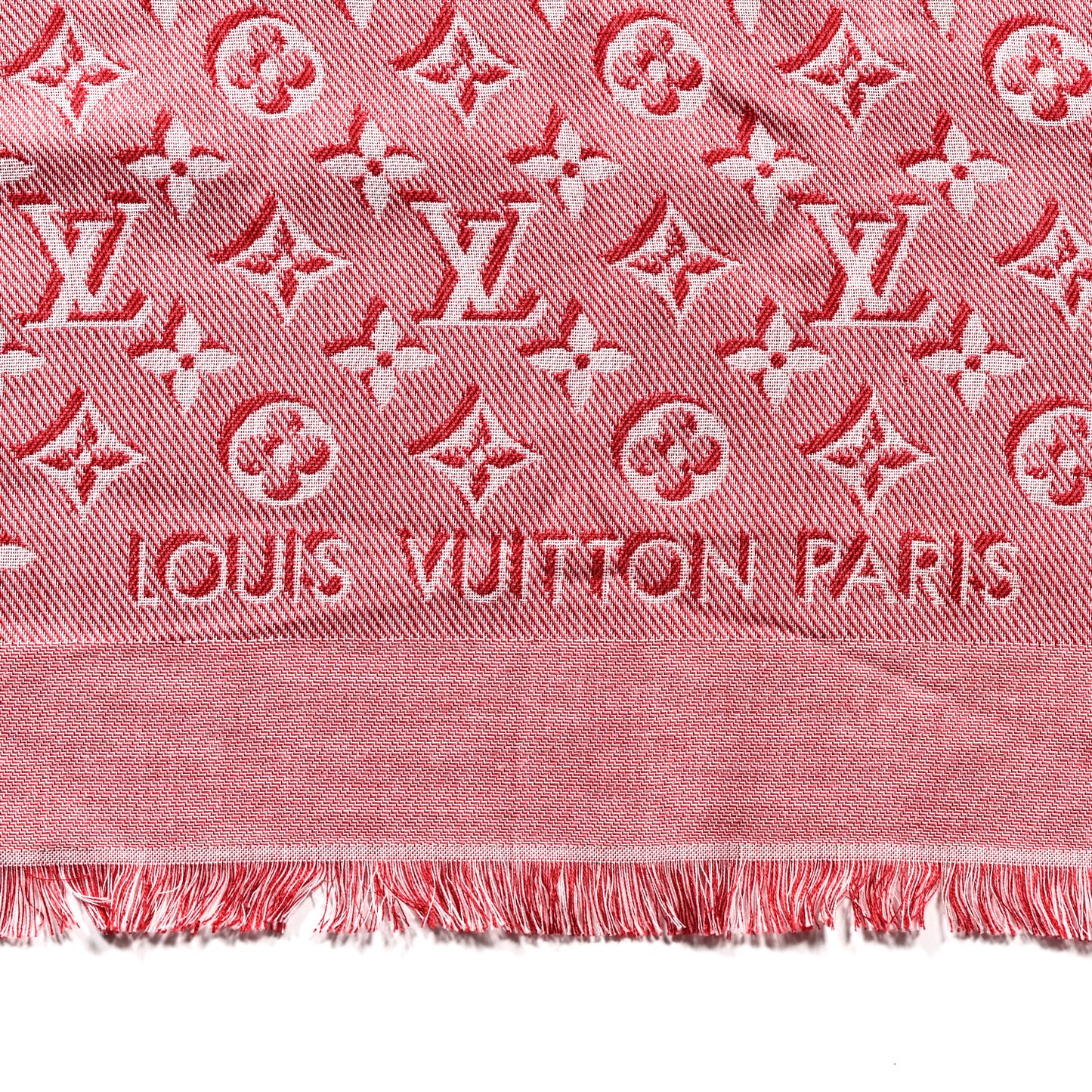 Silk Wool Monogram Umbra Shawl Rouge