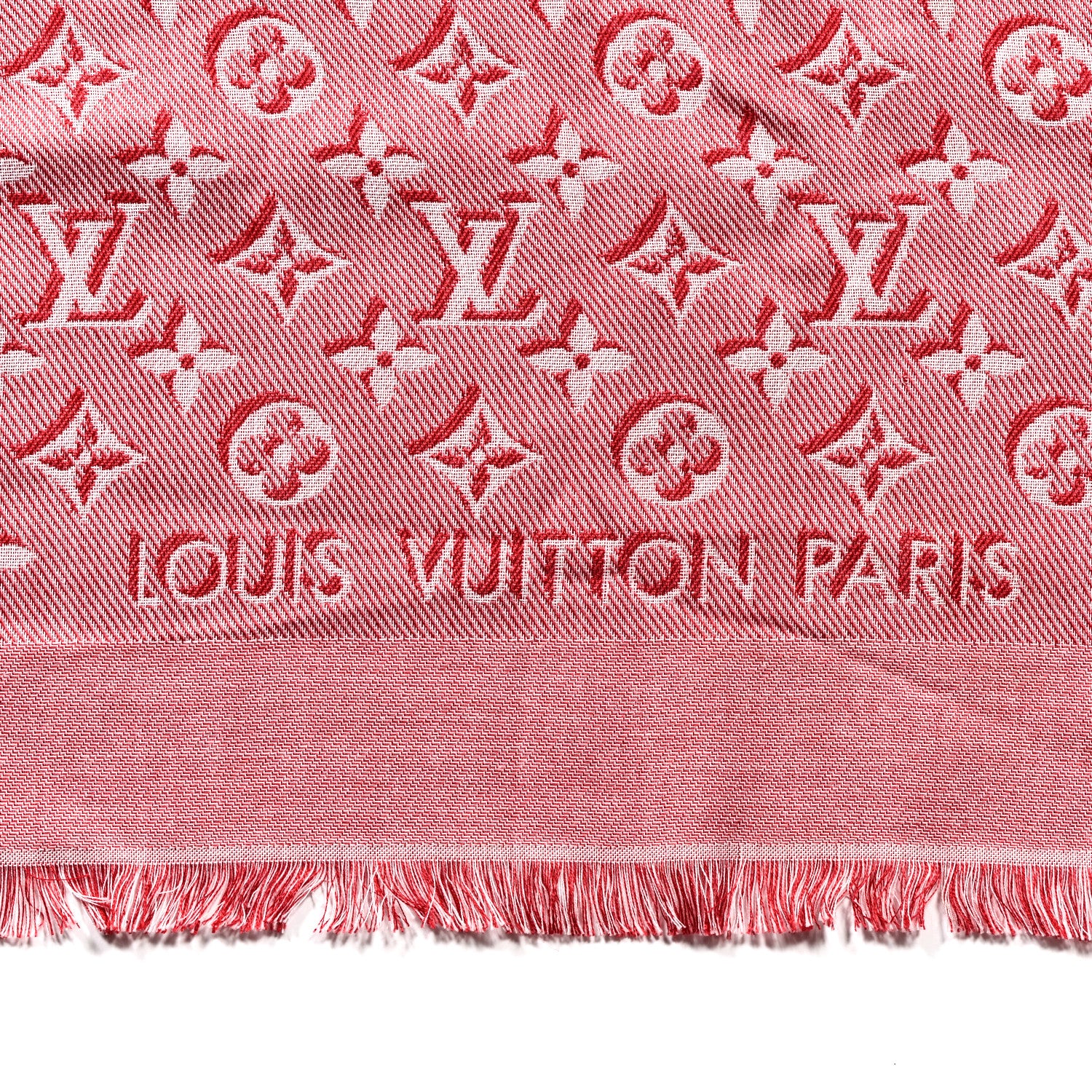 Louis Vuitton Silk Wool Monogram Umbra Shawl Rouge 2 of 3