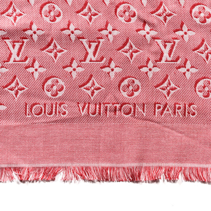 Louis Vuitton Silk Wool Monogram Umbra Shawl Rouge 2 of 3