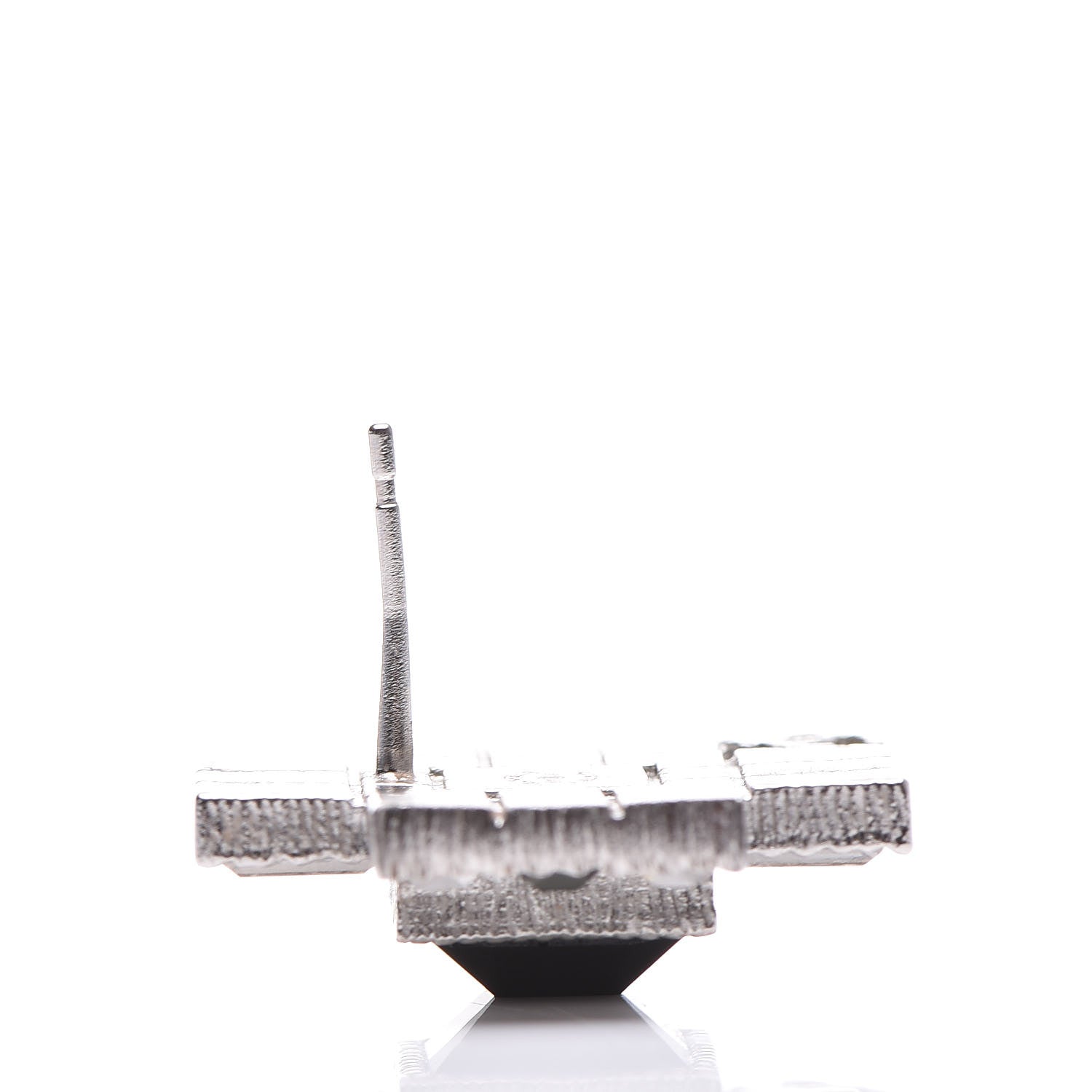 Chanel Baguette Crystal CC Earrings Silver Black 5 of 6
