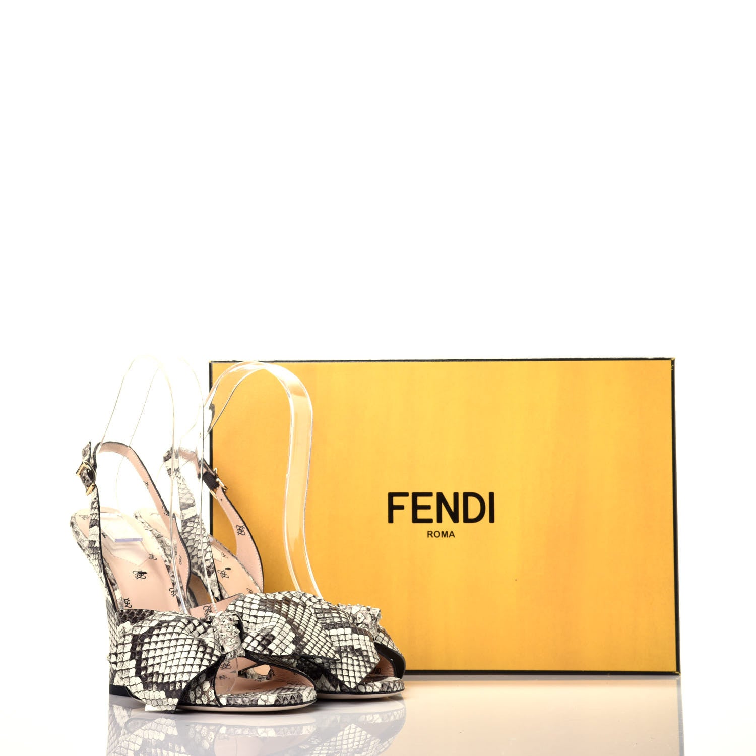 Fendi Snakeskin FFreedom Slingback Sandals 36.5 Neutral 10 of 10