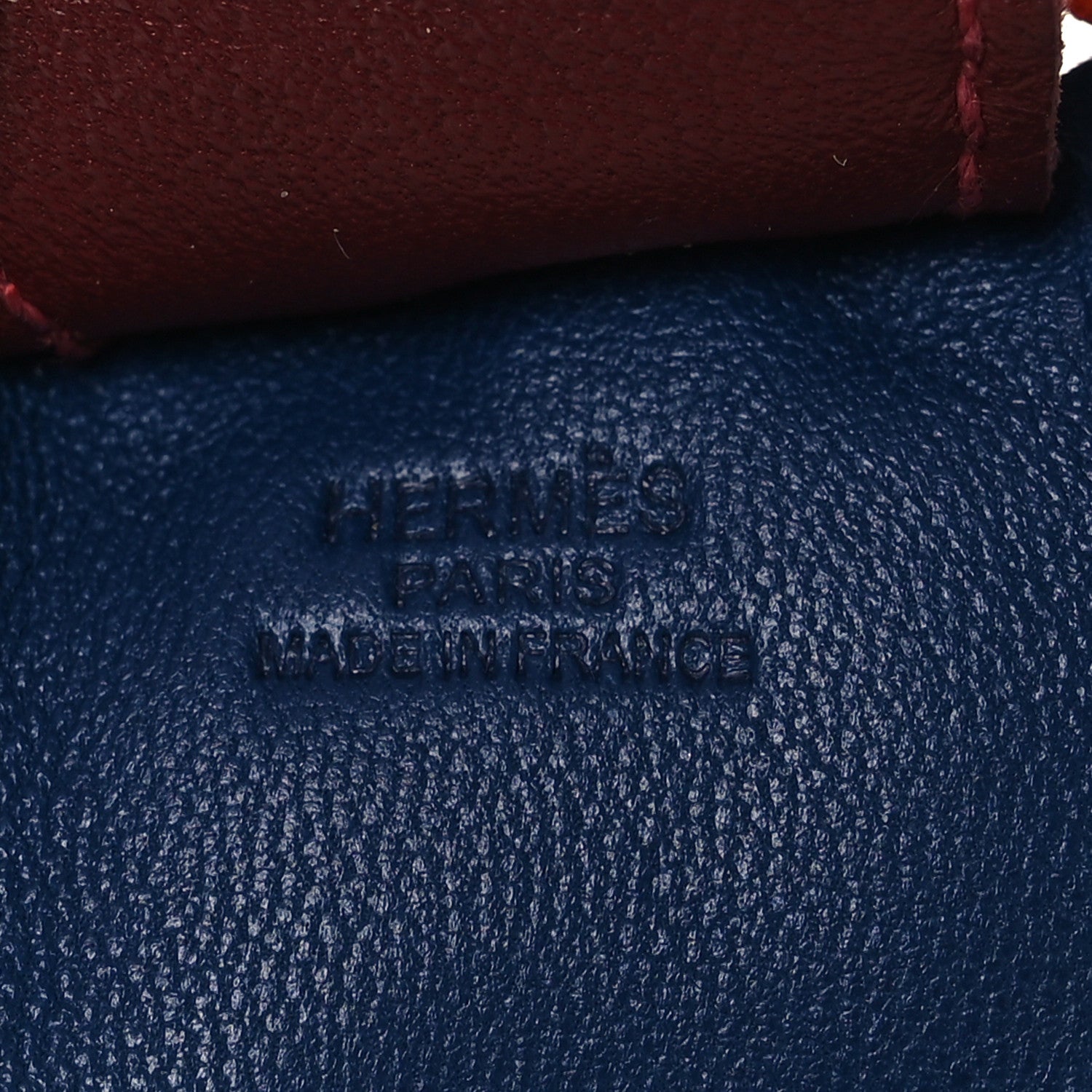 Hermes Milo Lambskin Grigri Rodeo Horse Bag Charm MM Bleu De Malte Rouge H Orange Poppy 3 of 3