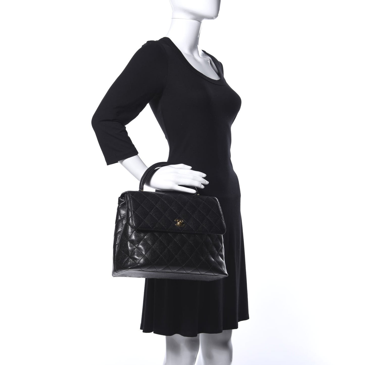 Caviar Quilted Jumbo Kelly Flap Black