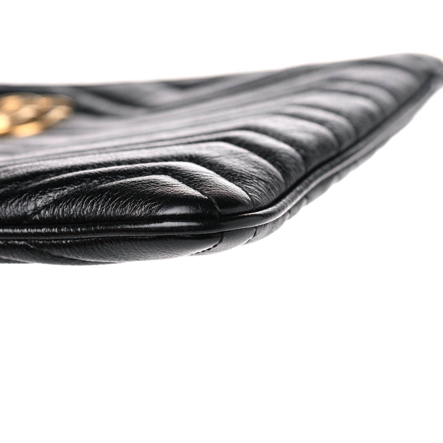 Azalea Calfskin Matelasse Heart GG Marmont Zip Pouch Black