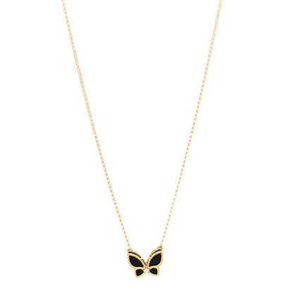 Roberto Coin 18K Yellow Gold Diamond Black Onyx Butterfly Pendant Necklace 1 of 4