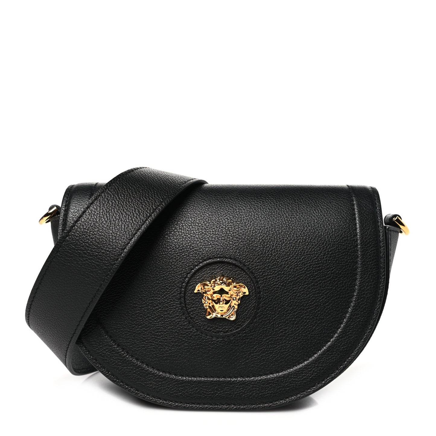 Grained Calfskin La Medusa Small Shoulder Bag Black
