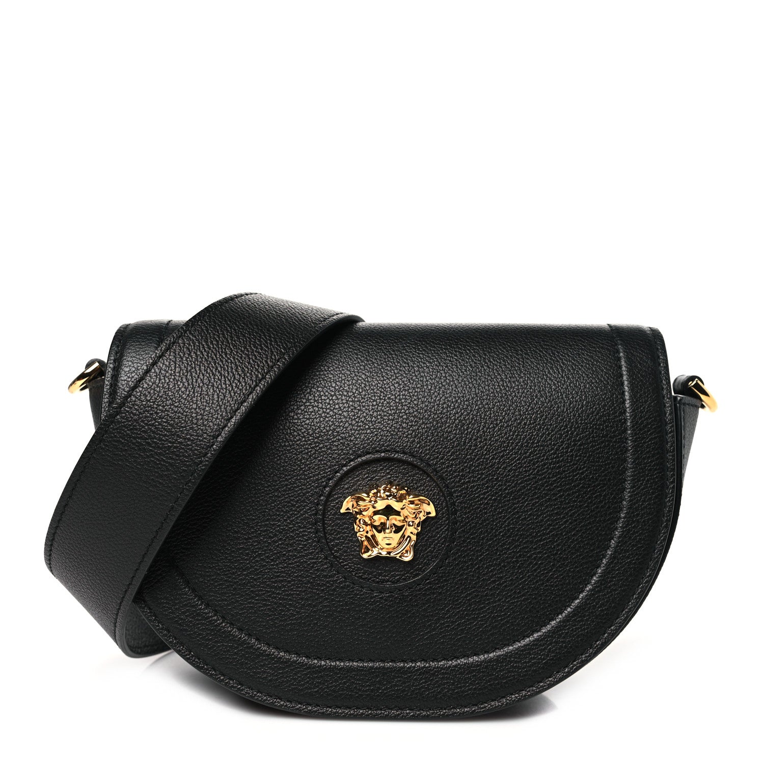 Versace Grained Calfskin La Medusa Small Shoulder Bag Black 1 of 9