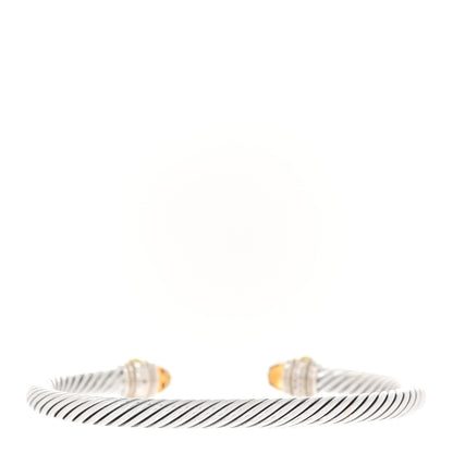 David Yurman Sterling Silver 14K Yellow Gold Citrine 5mm Cable Classics Bracelet 2 of 3