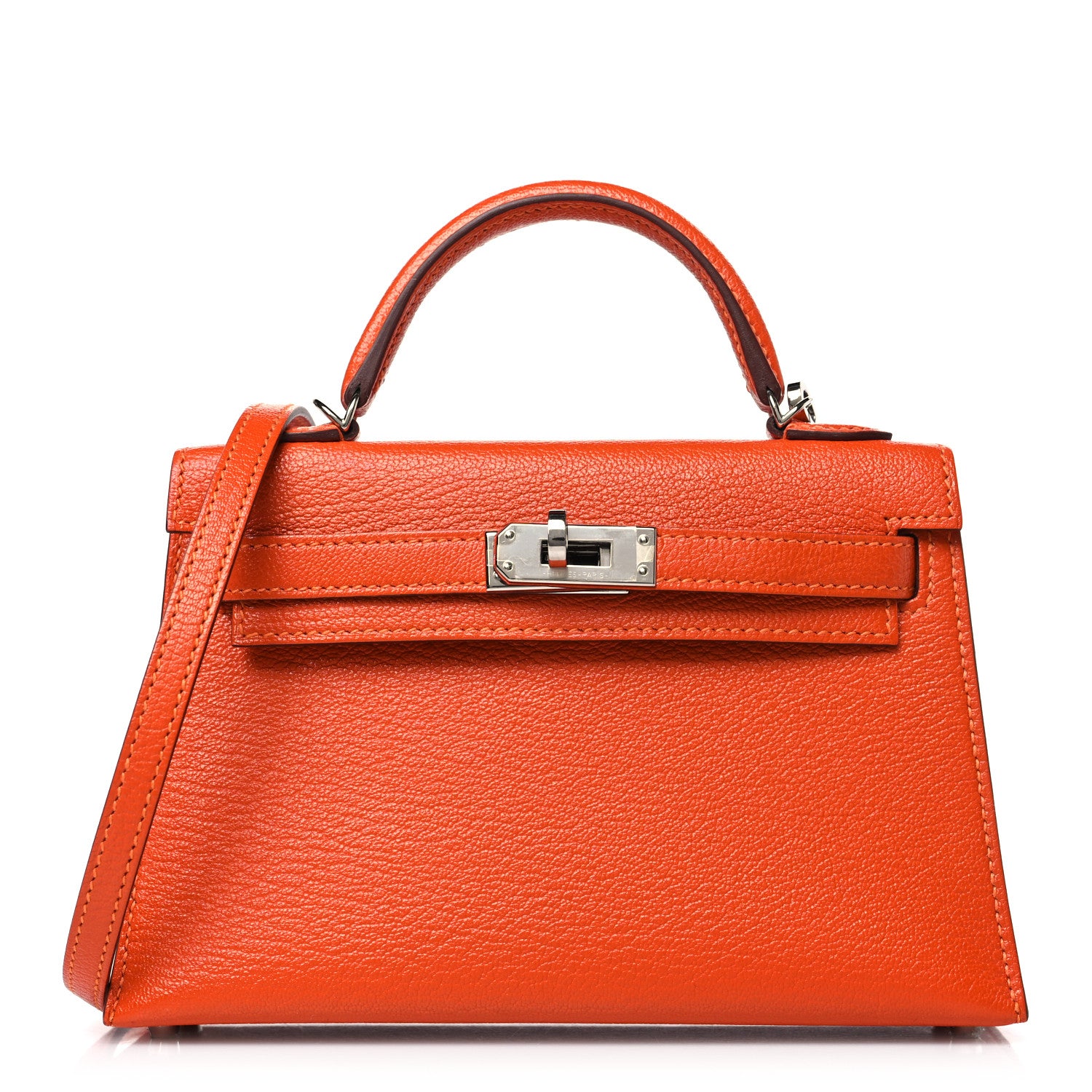 Hermes Chevre Mysore Verso Mini Kelly Sellier 20 Feu Rose Eglantine 1 of 10