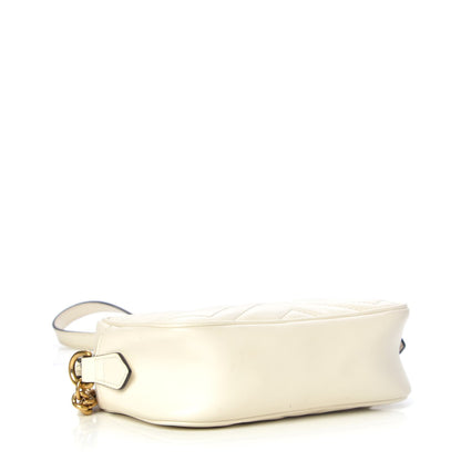 Gucci Calfskin Matelasse Mini GG Marmont Chain Shoulder Bag White 4 of 10