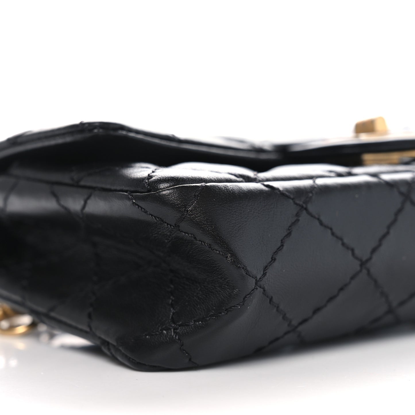 Aged Calfskin Quilted 2.55 Reissue Flap Belt Bag Clutch Black
