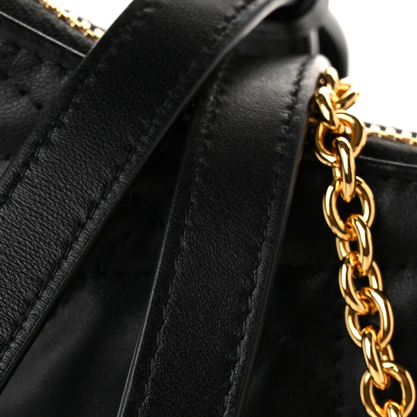 Calfskin Macrocannage Miss Caro Diorling Mini Bag with Chain Black